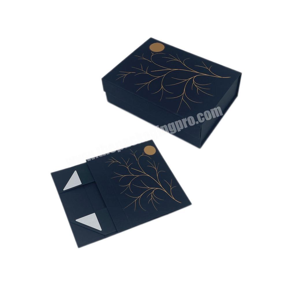 Black Custom Logo Foldable Magnetic Premium Luxury Recyclable Rigid Cardboard Paper Packaging Clothing Box Flip Top Gift Boxes