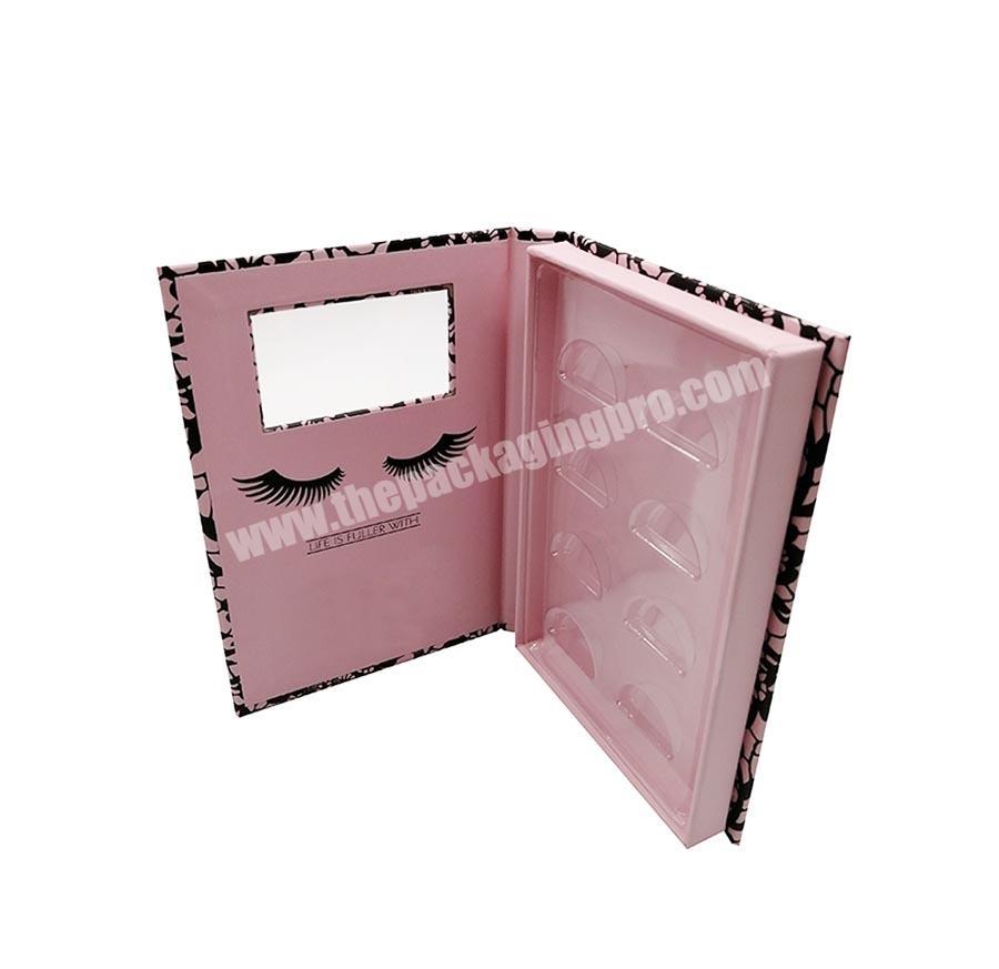 Book Design Cardboard Cosmetic Blush Pink Boxes Cosmetic Box Finestra PVC Window