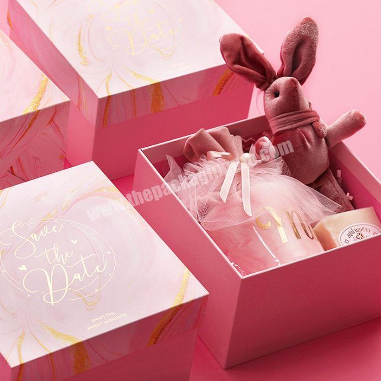 Brothersbox cheap jewelry box printing logo wholesale cardboard lid and base Romantic pink cute bridesmaid transparent gift box