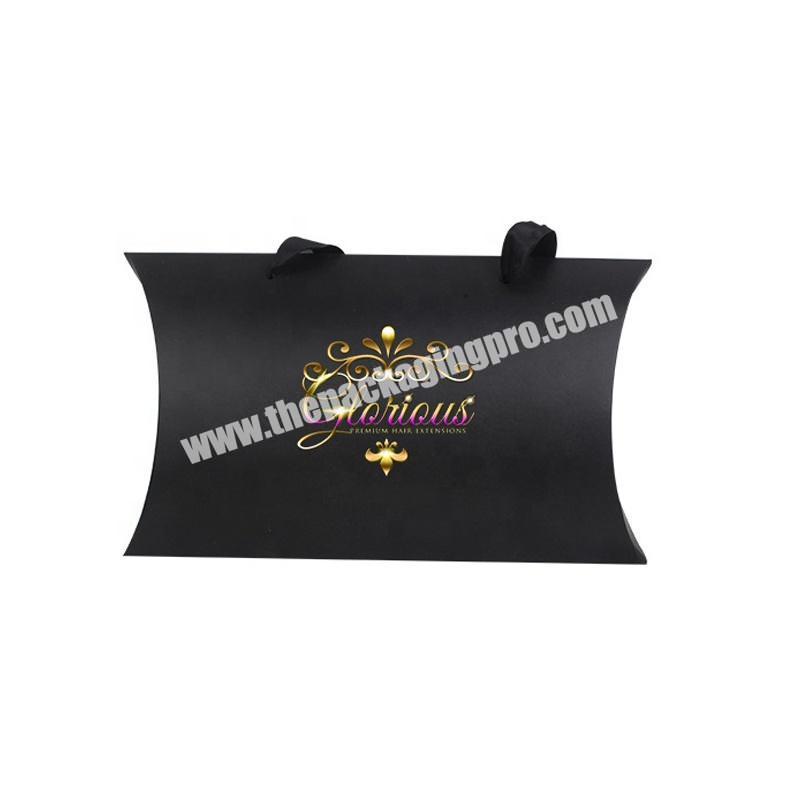 Luxury Hair Extensions Storage Boxes Wig Weave Packaging Box with Handle Custom Logo Pillow Boxes for Bundles