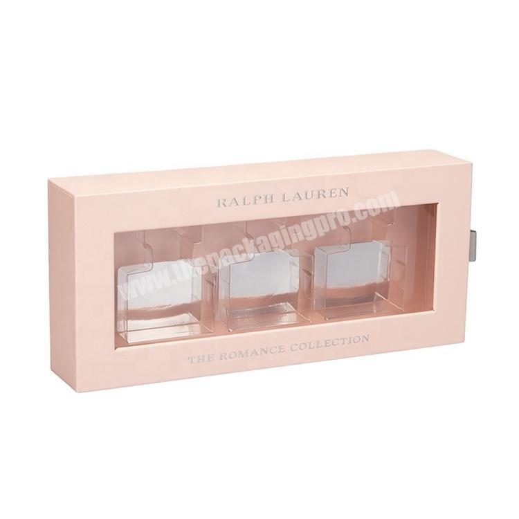 custom Cardboard Fancy Front Clear Window Paper Box ,perfume Packaging Boxes With Blister Inner Tray 