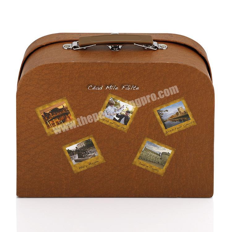 personalize Cardboard Paper Color Printed Packaging Suitcase Box With Handle