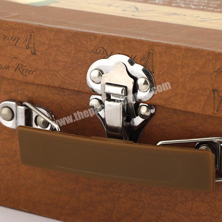 custom Cardboard Paper Color Printed Packaging Suitcase Box With Handle 