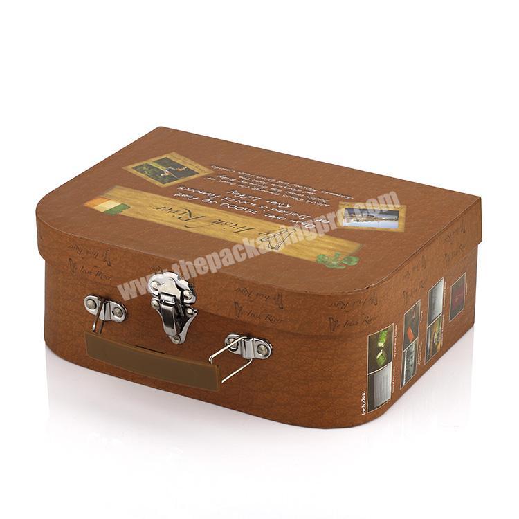 Cardboard Paper Color Printed Packaging Suitcase Box With Handle