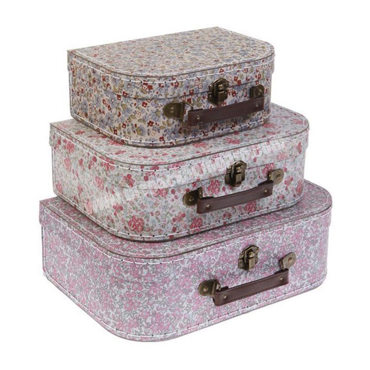 China Manufacturer Custom Kids Small Cardboard Suitcase Shaped Gift Box 3 Sets