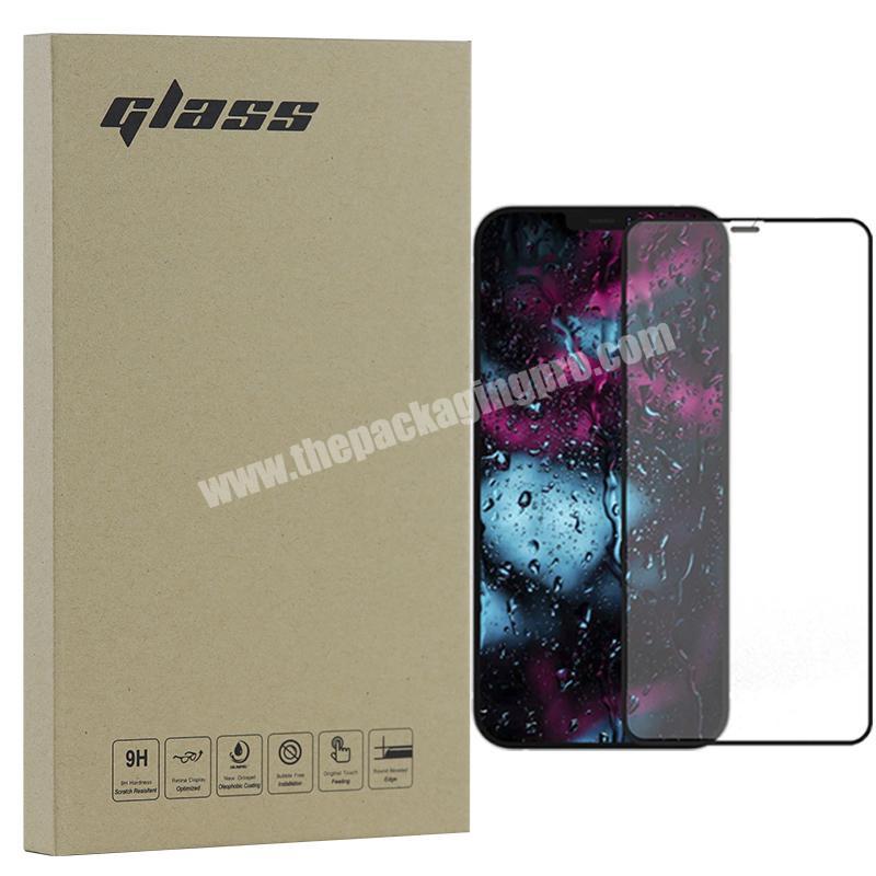 Chinese factory Supply small size Apple mobile phone toughened film kraft paper packaging box tempered glass box