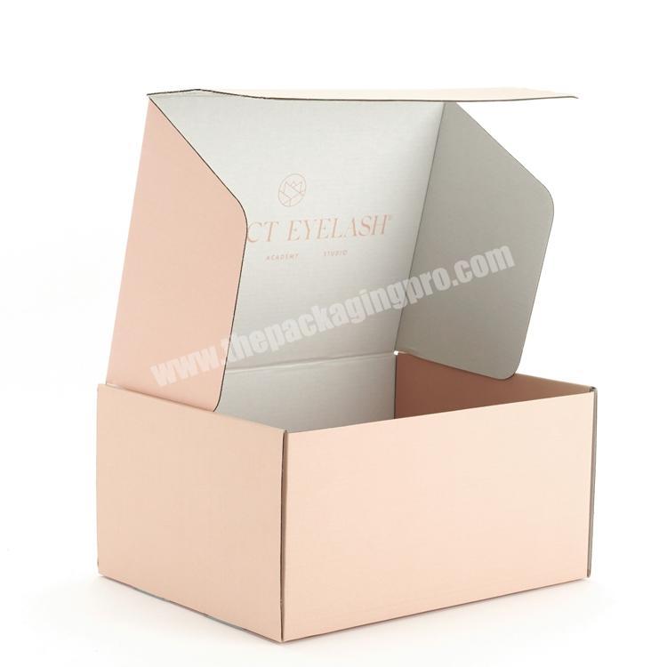 Corrugated Pink Eyelash Packaging Box Self Seal Matte Skincare Subscription Box Cosmetics Shipping Box