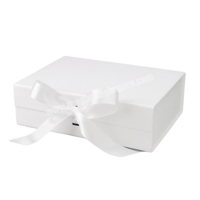 Custom A4 Deep Ribbon White Flip Top Gift Retail Products Packaging Box with Magnetic Catch