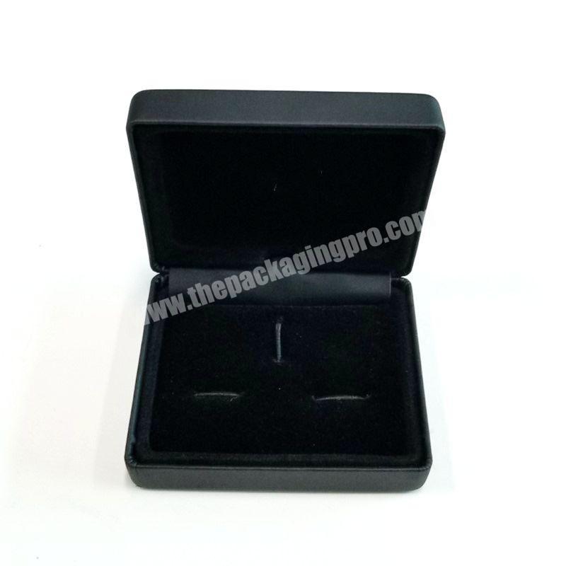Custom Black Leather Packaging Cufflink Brooch Box