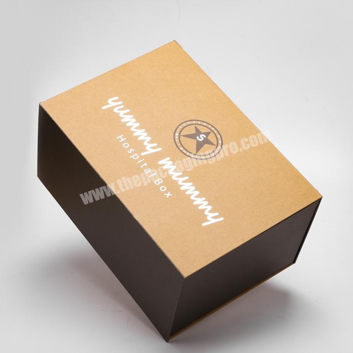 custom Custom Brown Kraft Paper Cardboard Rigid Box Silver Foil Hot Stamped Magnetic Closure Luxury Gift Box 