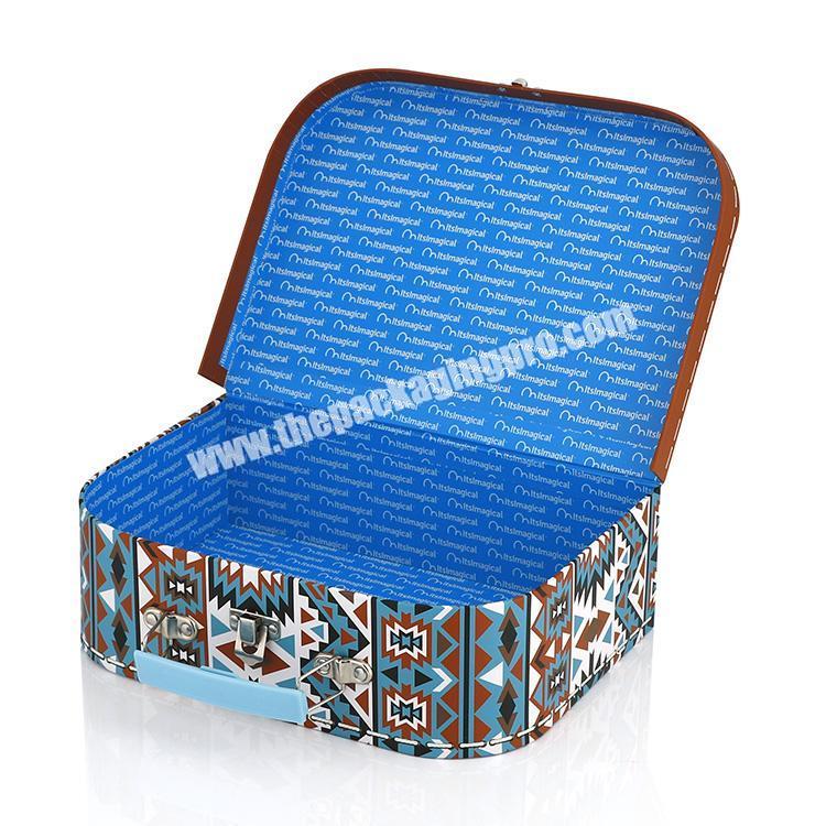 Custom Cheap Cute Various patterns and colors of cardboard kids paper suitcase cute box mini suitcase manufacturer