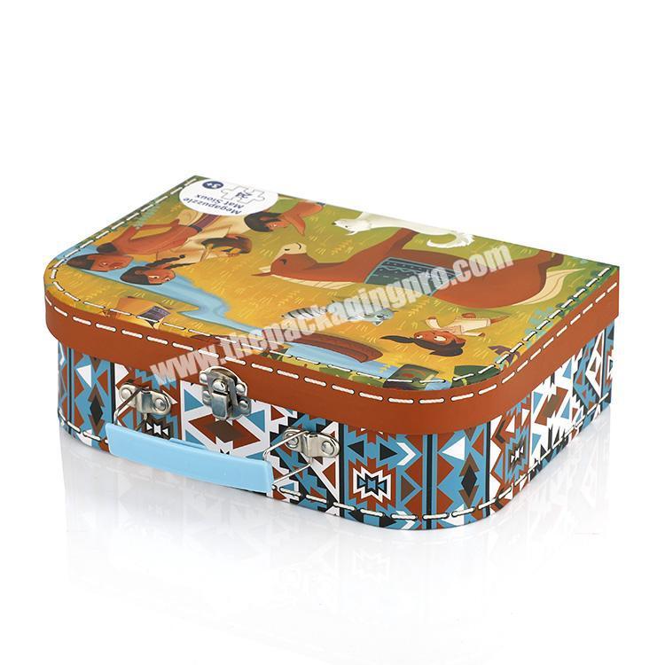 custom Custom Cheap Cute Various patterns and colors of cardboard kids paper suitcase cute box mini suitcase 