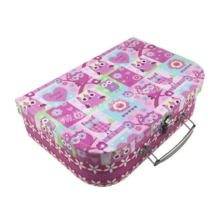 Custom Children Cute Packaging Pink Paper Suitcase Gift Box With Handle