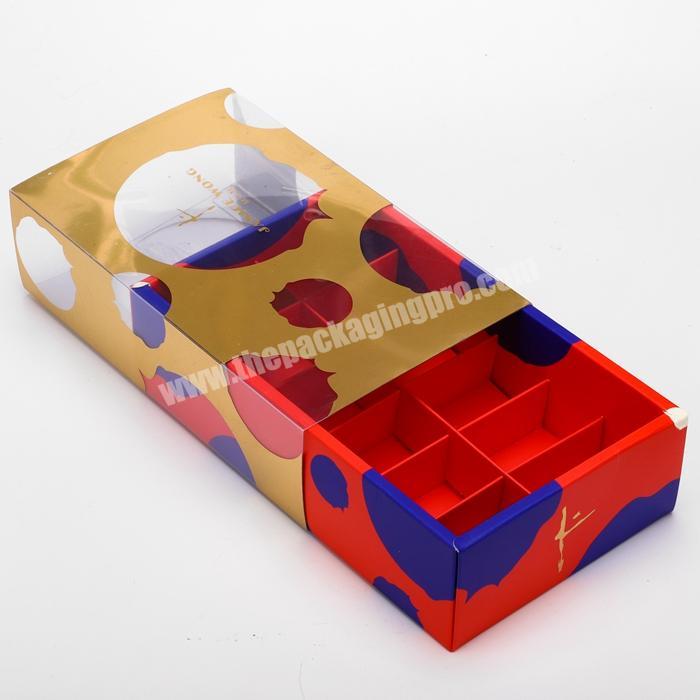 Custom Clear Plastic Sleeve Slide Box Gold Foil Stamped Art Paper Cardboard Sliding Gift Box with divider