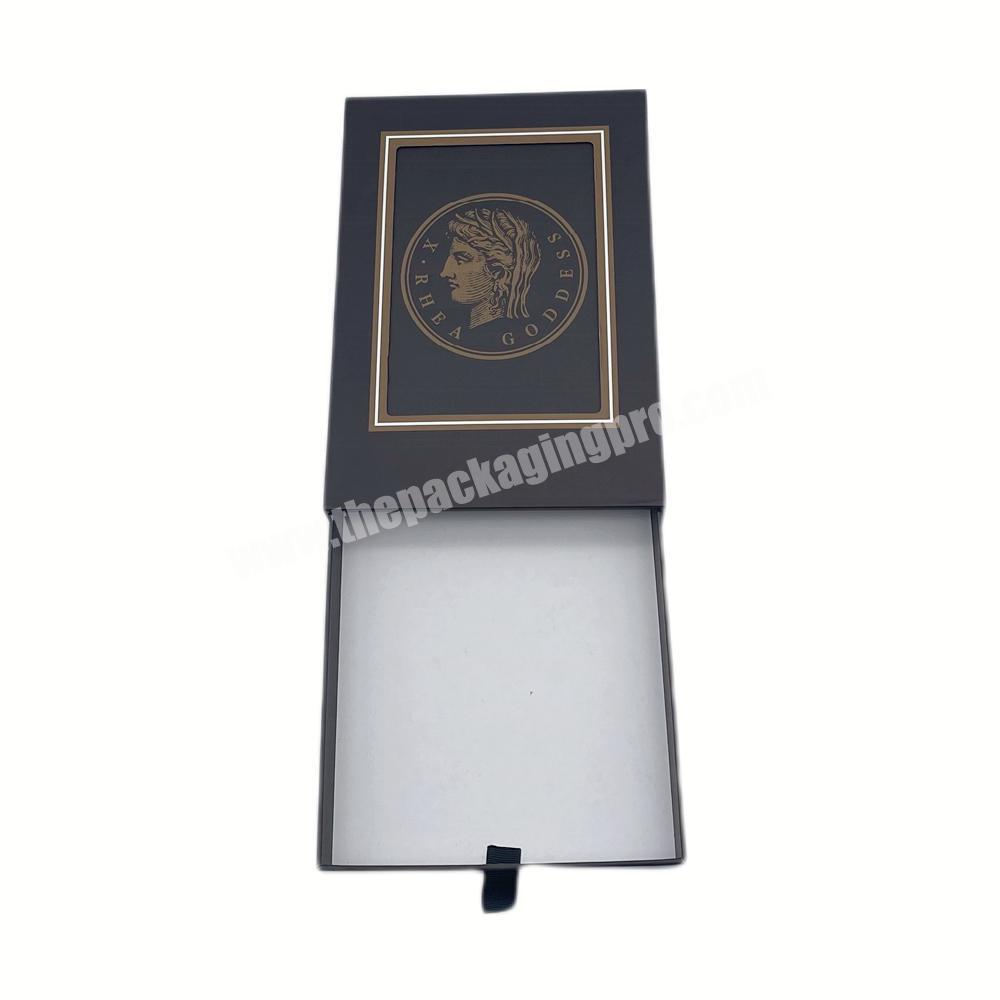 Custom Creative Design Printed Cardboard Slide Open Drawer Packaging Gift Paper Box with Ribbon Handle factory