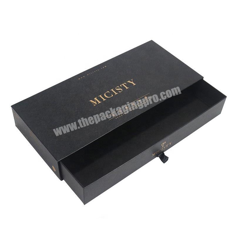 Custom Hard Cardboard Packaging Slider Boxes Black Gift Drawer Box
