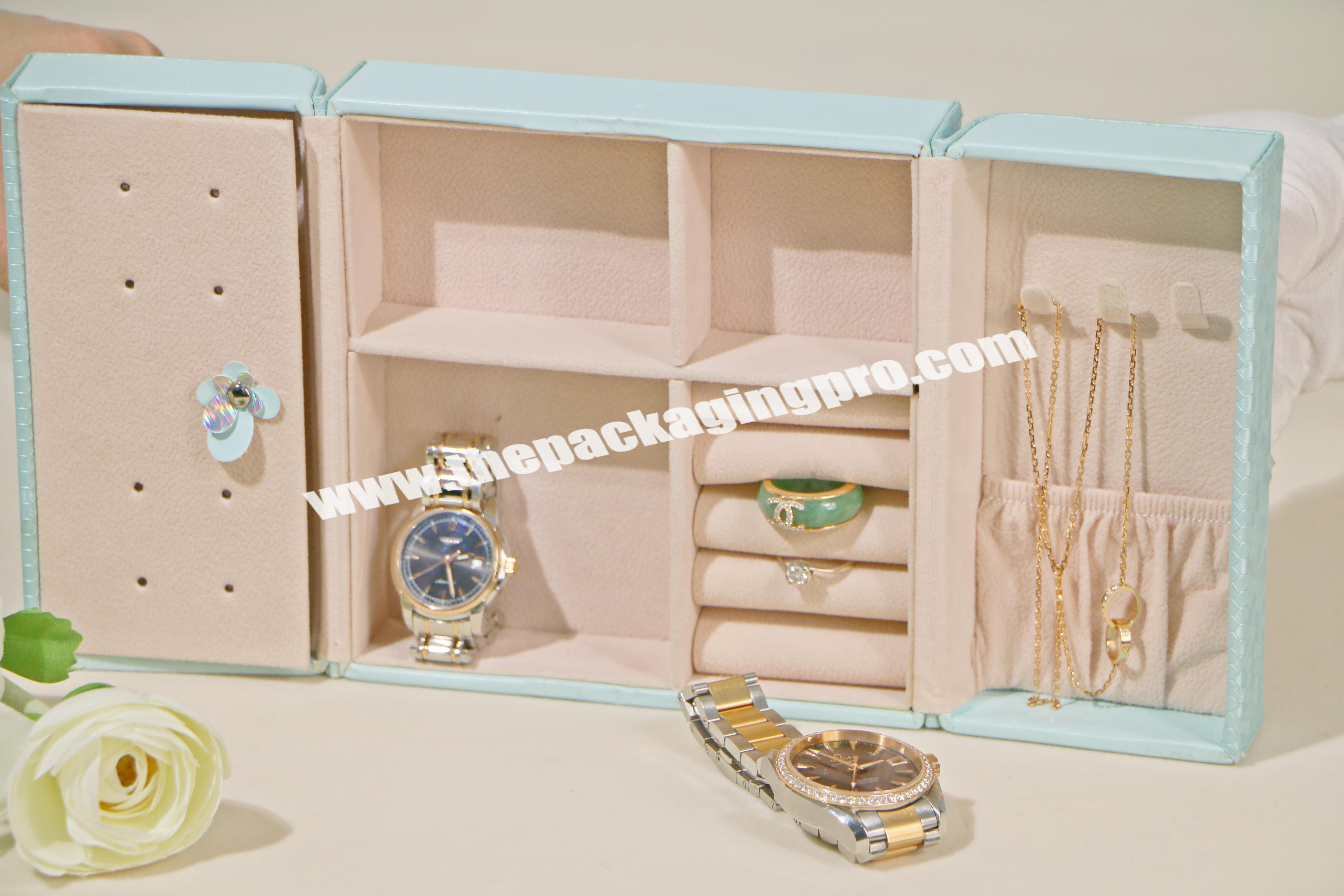 Wholesale Custom High Quality Bracelet Necklace Organizer Earring Box Large Leather Jewelry Box wholesaler