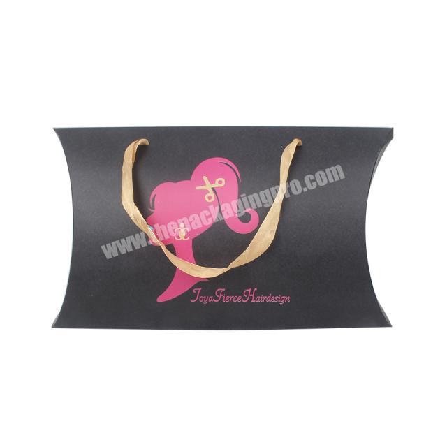 Custom Logo Black Wig Hair Extensions Packaging Paper Pillow Gift Boxes For Bundles
