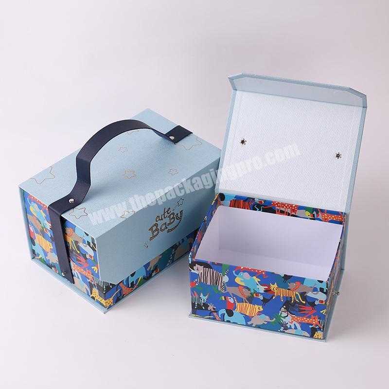 Custom Logo Elegant Paper Wrapping Folding Magnetic Closed Paperboard Wedding Baby Deluxe Gift Box