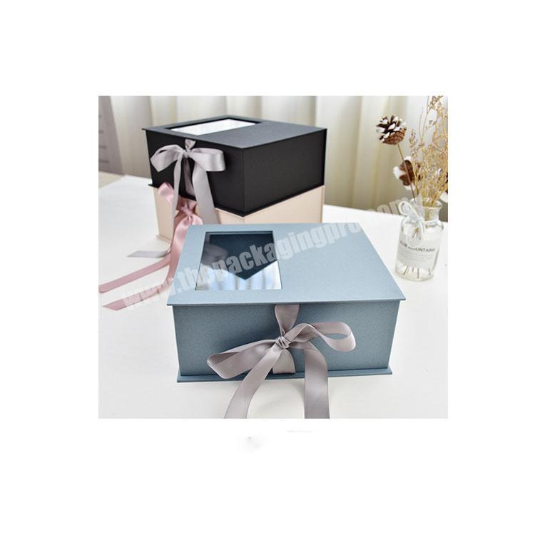 personalize Custom Logo Fresh Rose Flower Gift Packaging Box with Ribbon PVC Window