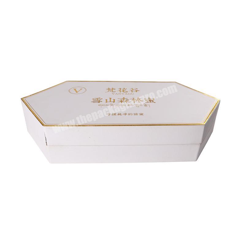 Custom Logo Paper Cardboard Gold Stamping Hexagon Honey Packing Gift Box