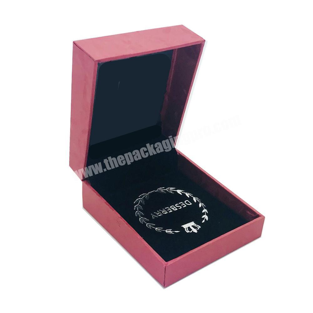Custom Logo Pink Ornament Suede Elastic Brooch Jewelry Earring Packaging Box