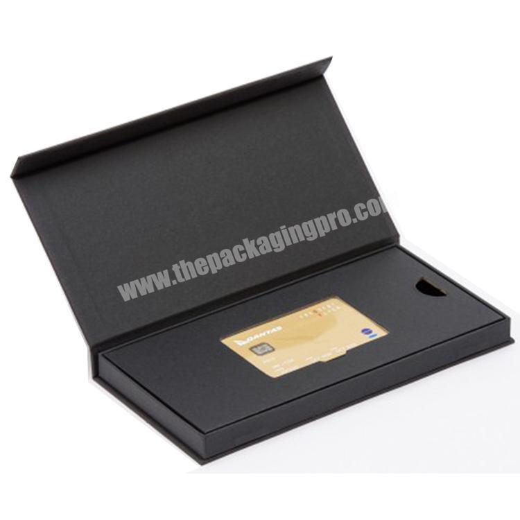 Custom Luxury Black Velvet Size Gift Card Boxes Carte Boite Cardboard Wed Black Thin Packaging Credit Business Card Box For Card