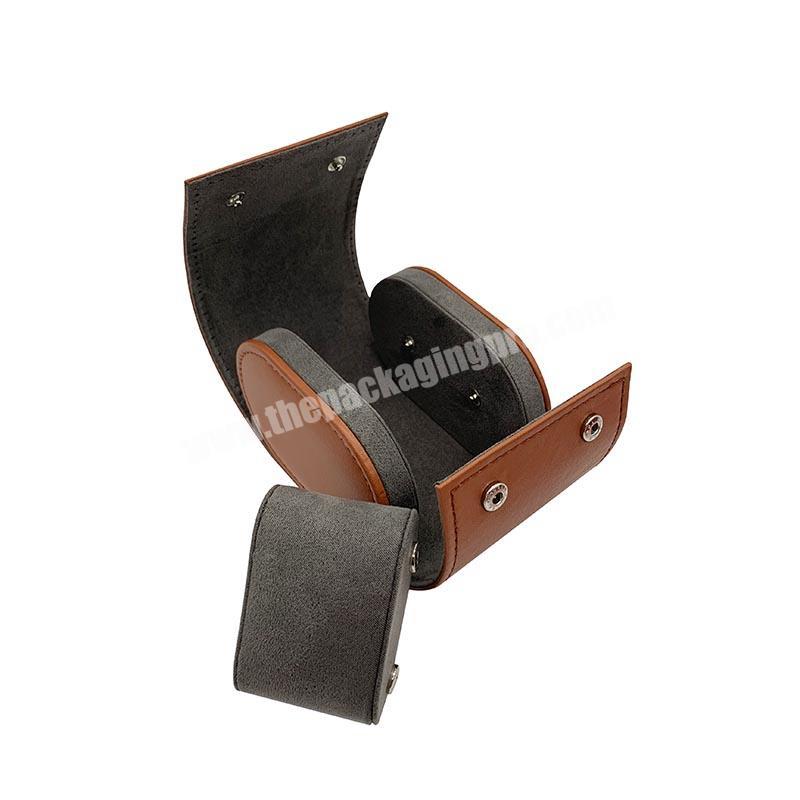 Custom Luxury Brown Leather Single Watch Box Portable Watch Case