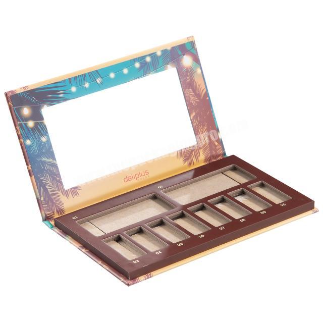 Custom Makeup Cosmetic Paper Cardboard Case Empty Eye Shadow Eyeshadow Palette Packaging Box With Mirror