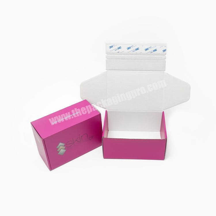 Custom Pink Cardboard Shipping Box Fold-over e-commerce Packaging Self Adhesive Closure Mailing Box with Tear Off