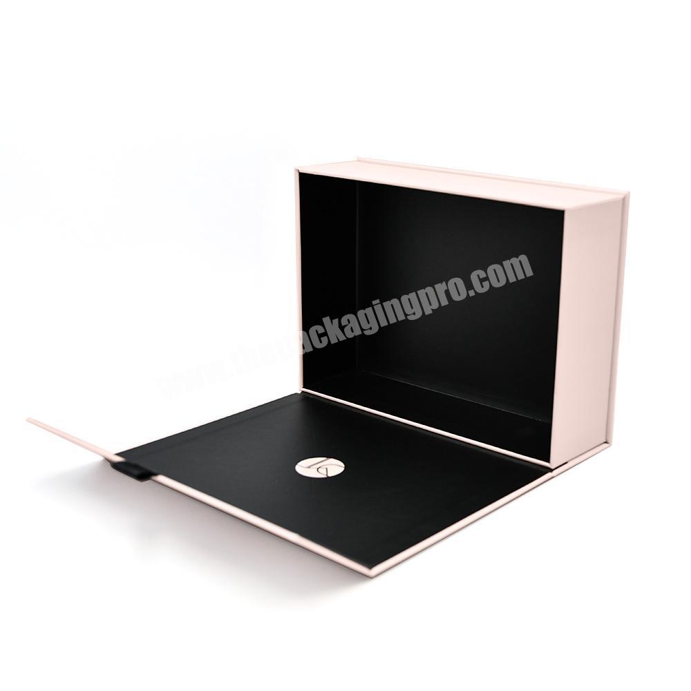 Custom Pink Printing Logo Luxury Eco Friendly Hair Shoe Gift box Magnetic Cardboard Paper Packaging With Ribbon wholesaler