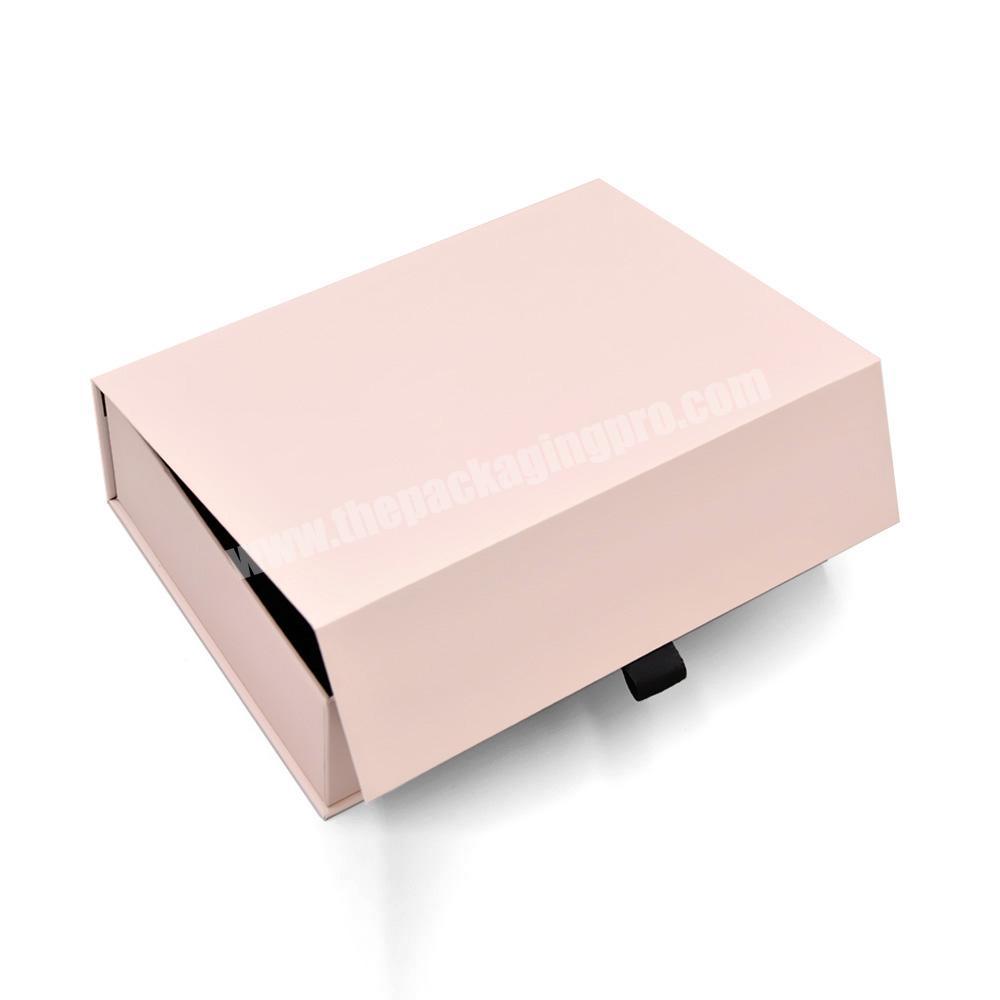 Custom Pink Printing Logo Luxury Eco Friendly Hair Shoe Gift box Magnetic Cardboard Paper Packaging With Ribbon
