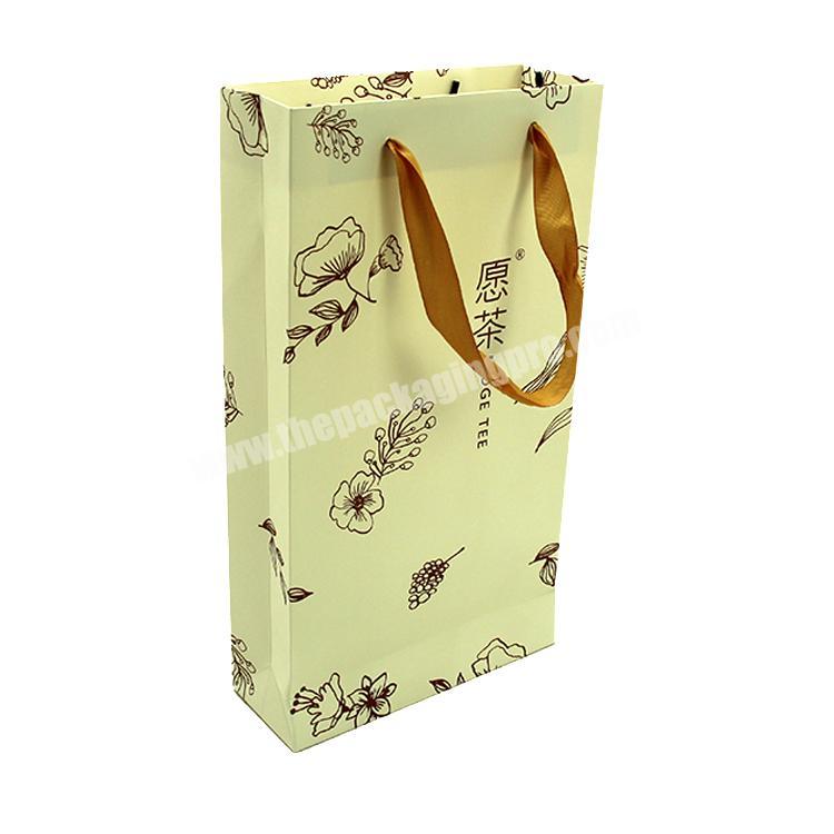 Custom Print Logo Personalized Promotion Paper Carrier Bag with Ribbon Rope Handle