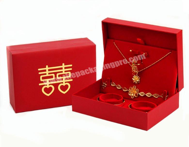 Custom Printed Luxury Big Size Jewelry Box Red Leather Paper Eco Friendly Jewelry Set Box Packaging