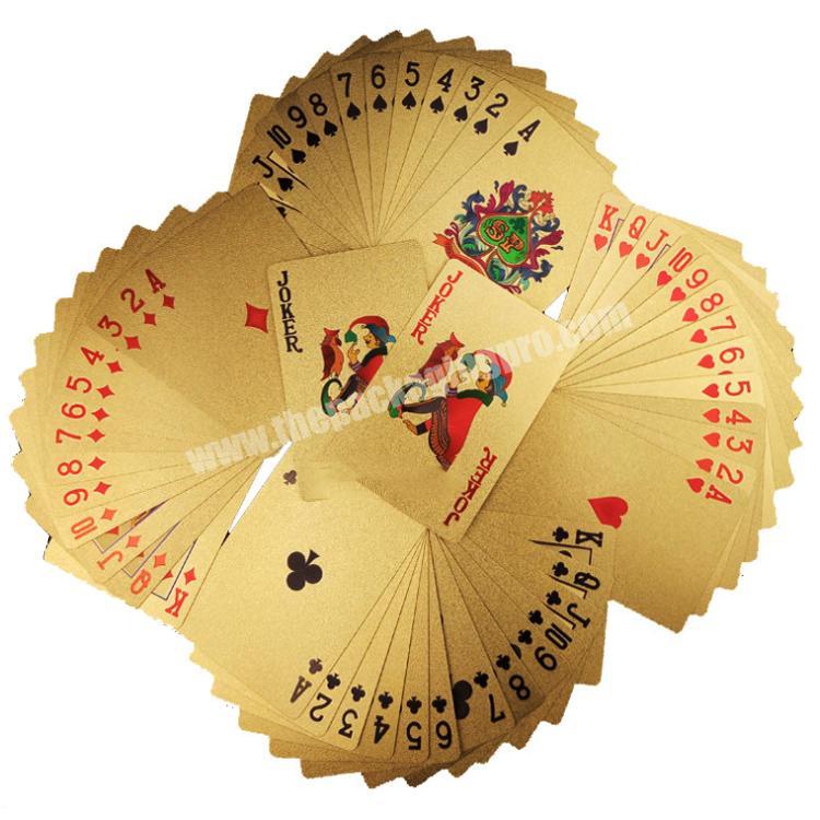 Custom Printing paper plastic golden 24k poker set box gold plated playing cards
