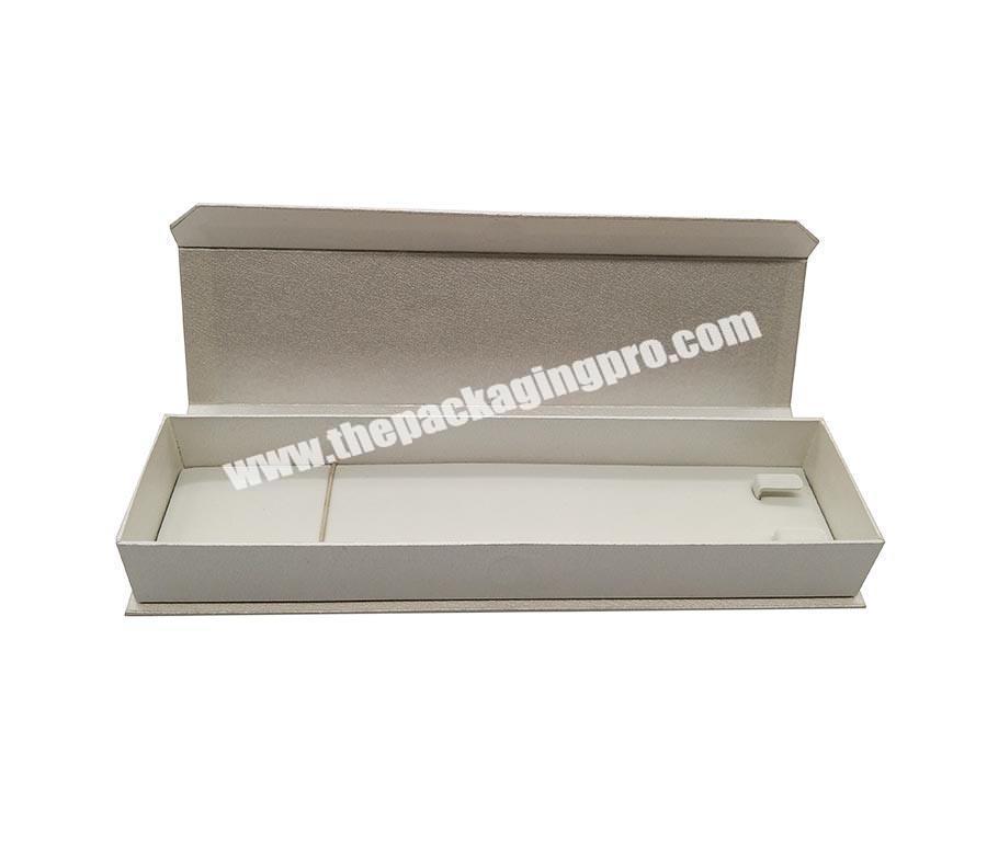 Custom Rectangle Silver Velvet Fancy Paper Pendant Necklace Jewelry Box