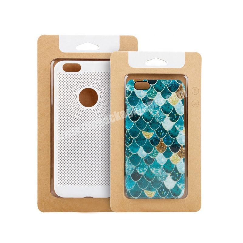Custom Recycled Hanging Kraft Paper Cell Phone Case Retail Box Mobile Cover Packaging