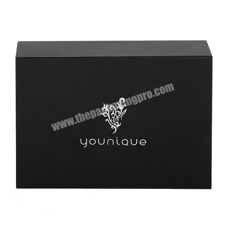 Custom Rigid Cardboard Square Box Packaging Matte Paper Luxury Two Layer Gift Magnetic Closure Black Paperboard Recyclable