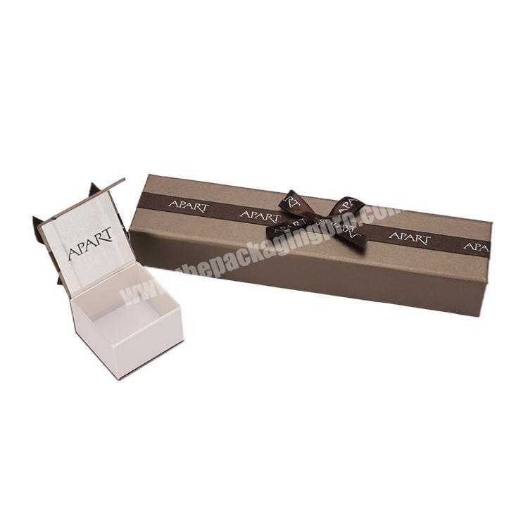 Custom Size Color Art Paper Luxury Cosmetic Gift Packaging Box With Ribbon