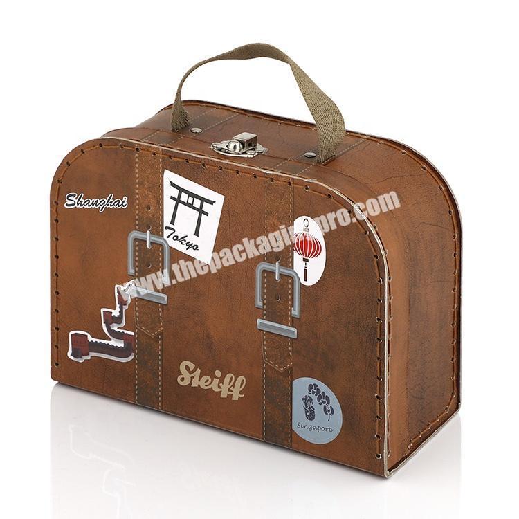 Custom Travel Mini Storage Kids Paper Packaging Children Gift Box Cardboard Suitcase With Handle