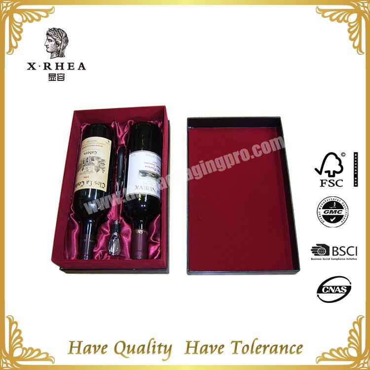 custom Custom Various Cloth Pu Leather Cardboard Wine Bottle Box Packaging and Printing Service 