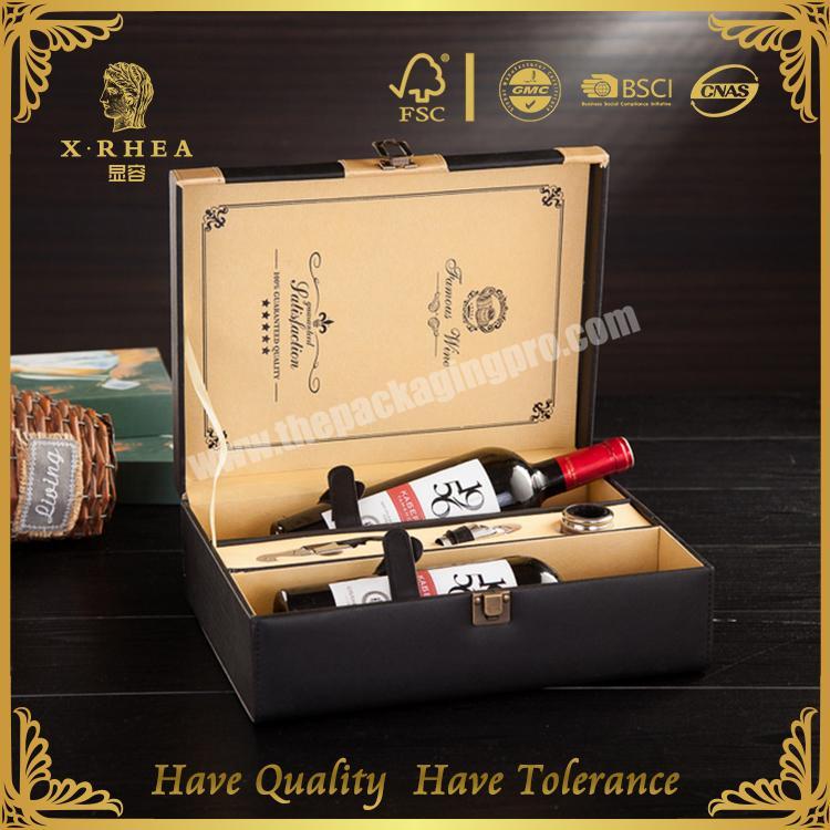 Custom Various Cloth Pu Leather Cardboard Wine Bottle Box Packaging and Printing Service wholesaler