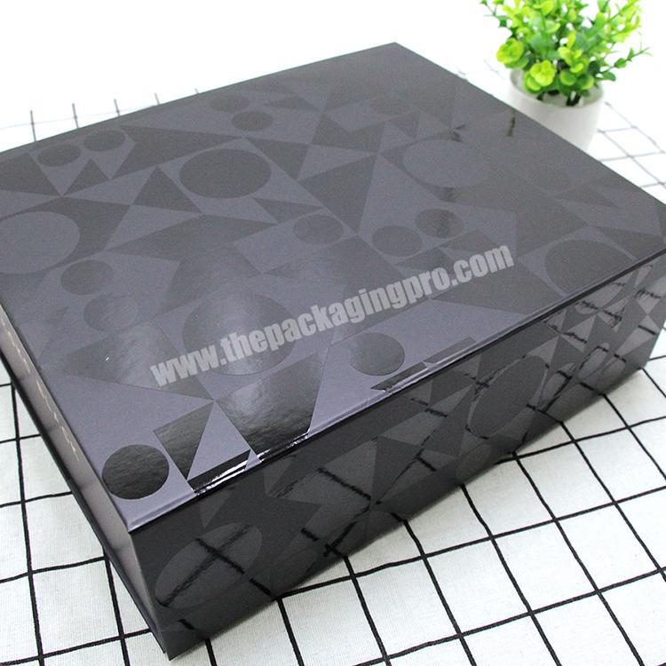 personalize Custom biodegradable Luxury Large black foldable clothing storage boxes rigid magnetic gift packaging boxes dresses for wedding