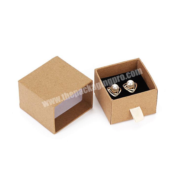 Custom brown cardboard paper small kraft paper jewelry box slide drawer jewelry gift box