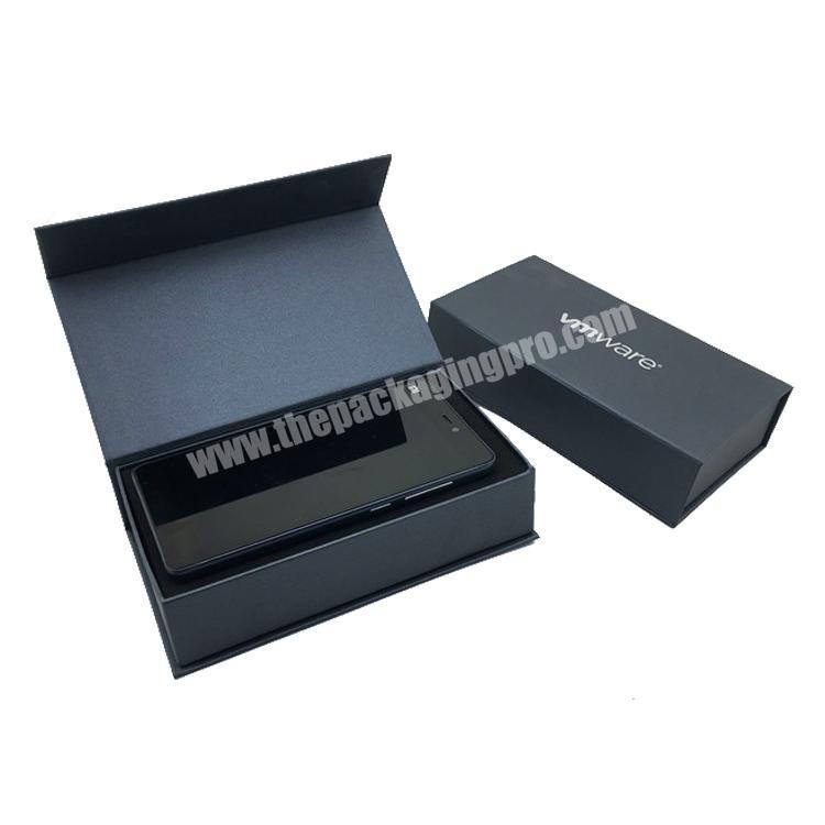 Custom design luxury cell phone cardboard packaging black paper package empty mobile phone box