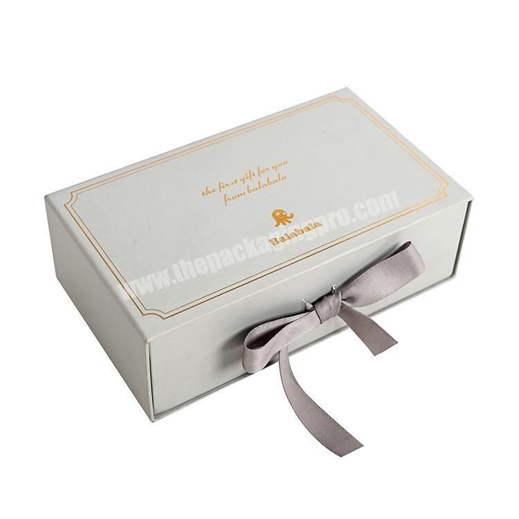 Custom drawer slide box with insert packaging clothes high quality drawer box with ribbon