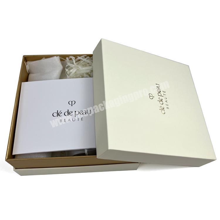 Custom logo Printed hot stamping coated paper box packaging white color printing lid and base paper gift box for gift and craft