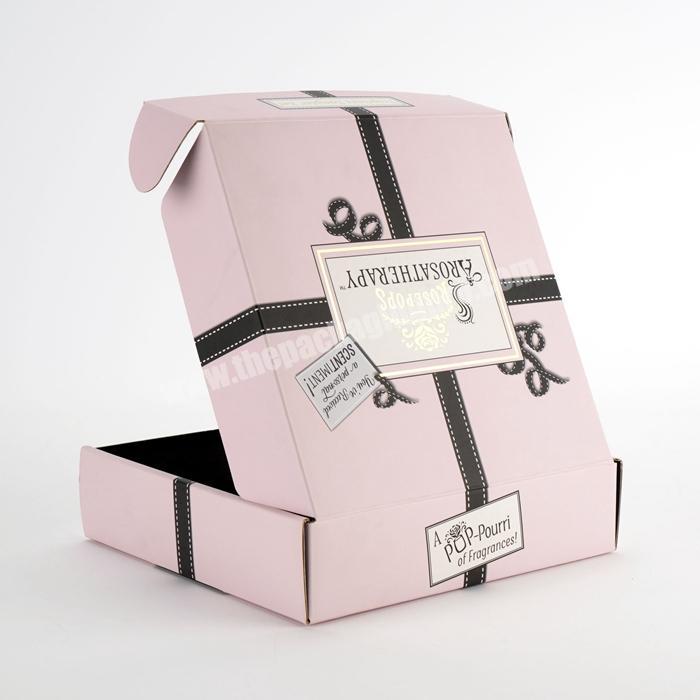 Custom logo cardboard pink mailer box E flute corrugated carton packaging box branding shipping packing box