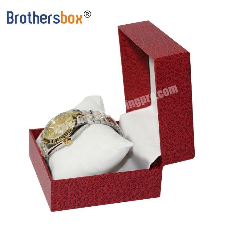 Custom logo paper boxes single folding magnetic watch storage box with strap