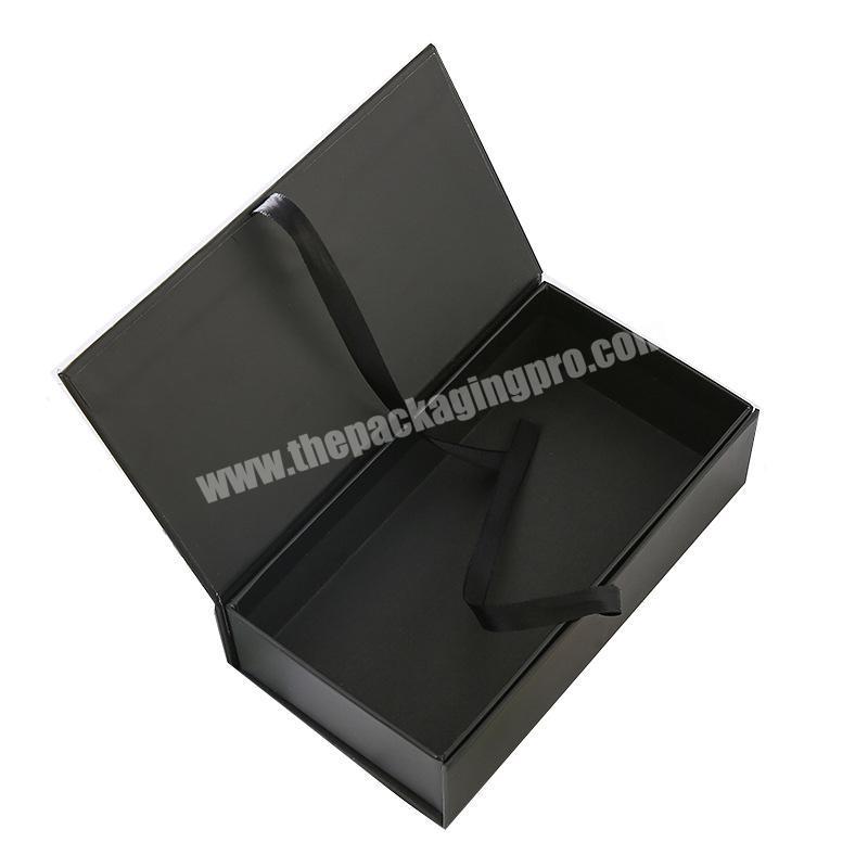 Custom luxury black magnetic gift box small product packaging leather box